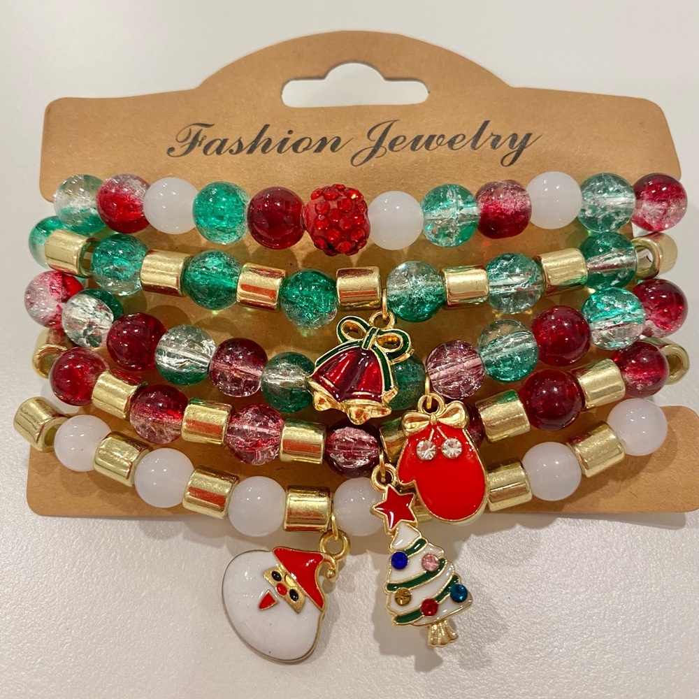 Festive Multicolor Beaded Bracelet Set